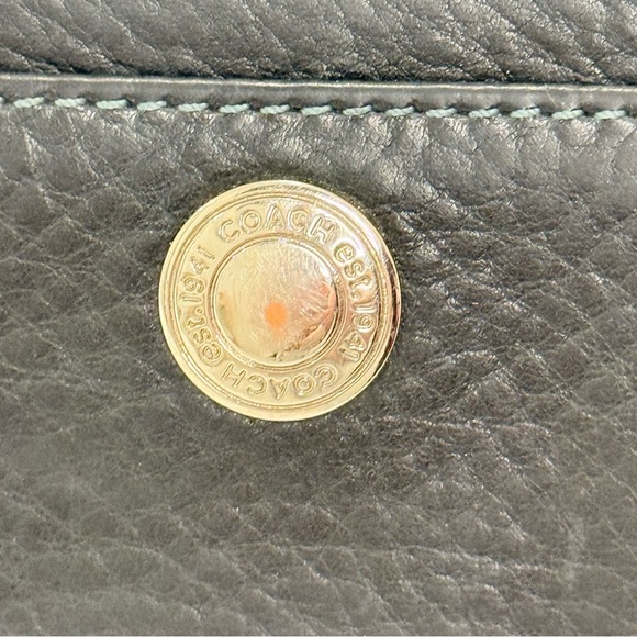 Coach Chelsea Wallet Navy Blue Pebble Leather Zip Around Vintage - Picture 10 of 10